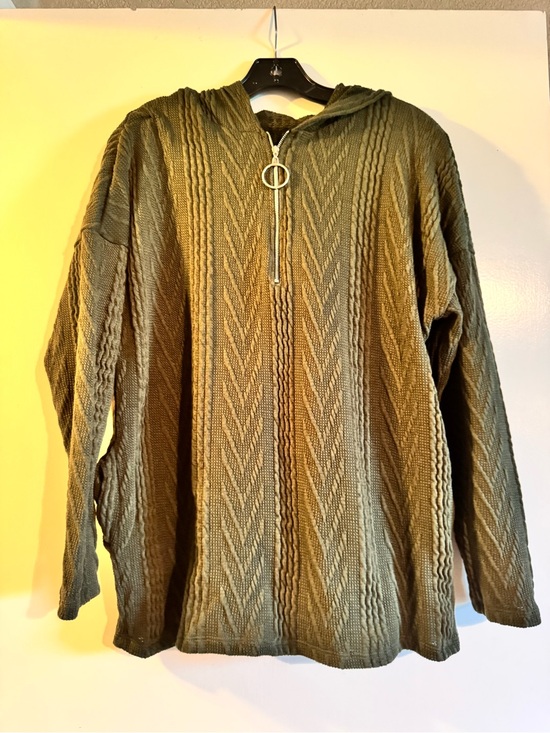 white birch Sweaters - NWOT White Birch Olive Green Hooded Zip Sweater